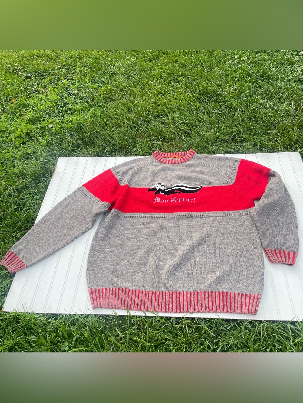 Vintage History Iceberg Italy 100% Cotton Skunk Mon Amour Knit Sweater Rare
